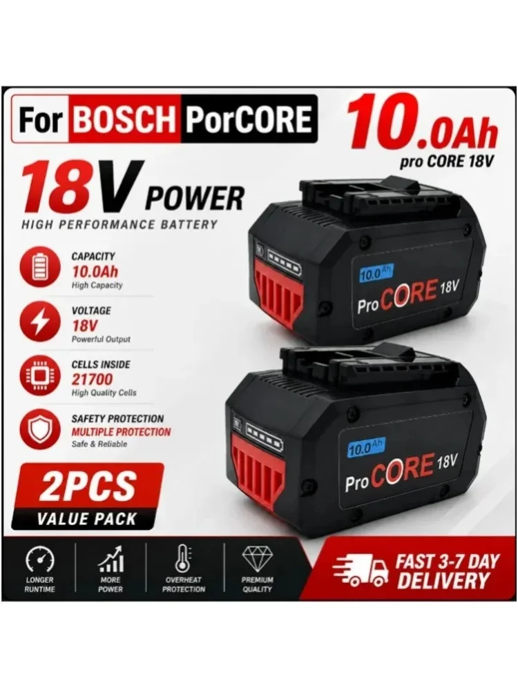 2026 100% Neuer Pro Core 18V 10,0Ah Lithium-Ionen-Akku GBA18V80 für Bosch 18 Volt MAX Kabellose Elektrowerkzeuge und Bohrmaschinen