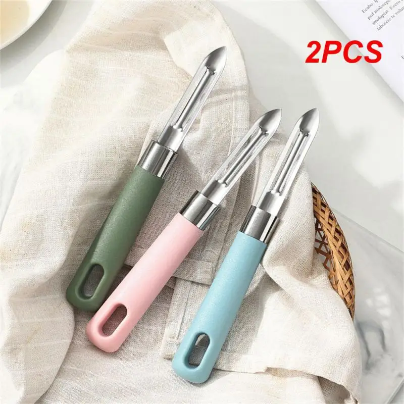 2PCS Fruit Potato Knife Sharp Blade Leather Planer Comfortable Feel Blue Peeler Planer Tool Eye Control Design Paring Knife