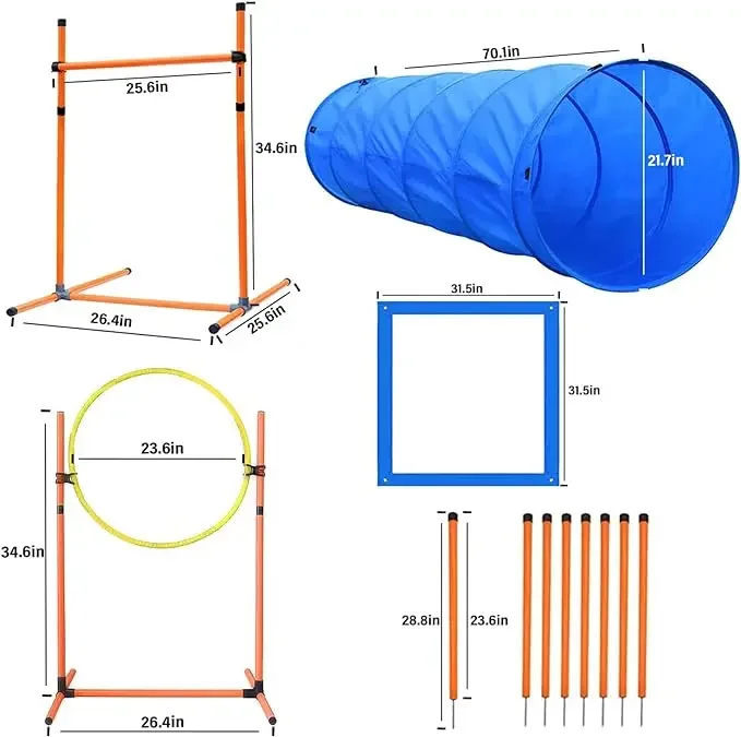 Agility Training Equipment for Dogs, Pet Outdoor Games Obstacle Course Agility Training Starter Kit