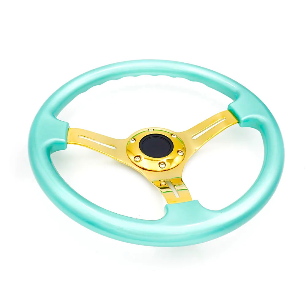 14 Inch 350mm ABS Racing Steering Wheel with Golden Mount 6 Hole Universal Fit for Car Modification