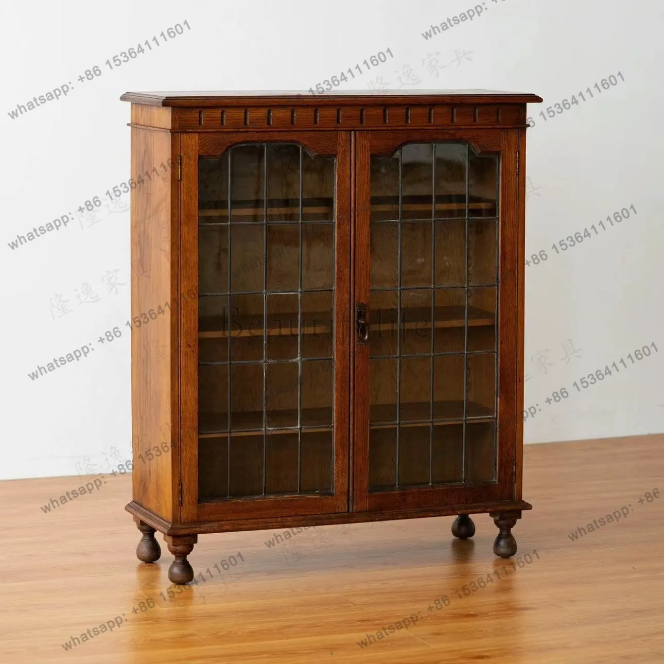 

Retro storage glass display cabinet American old storage side cabinet customization
