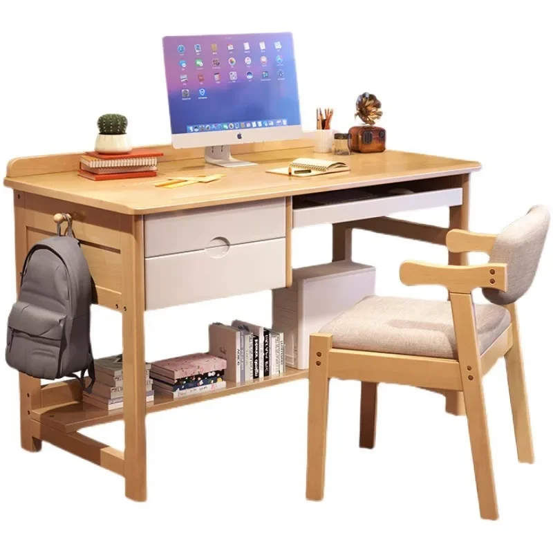 

Solid wood desk home student simple writing modern study bedroom desktop keyboard support computer desk