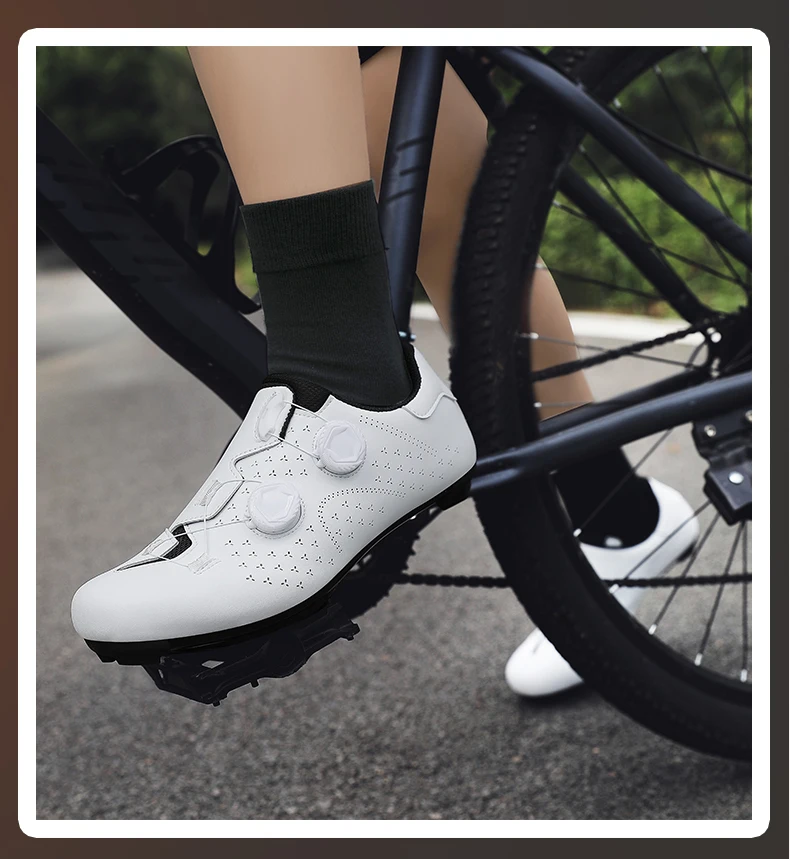 Speed Cycling Sneaker Herren Rennrad-Schuhe Cleat-Schuhe SPD-Schuhe Fahrrad-Flachpedalschuhe Herren Fahrrad Outdoor-Schuhe Weiß – Detail 8