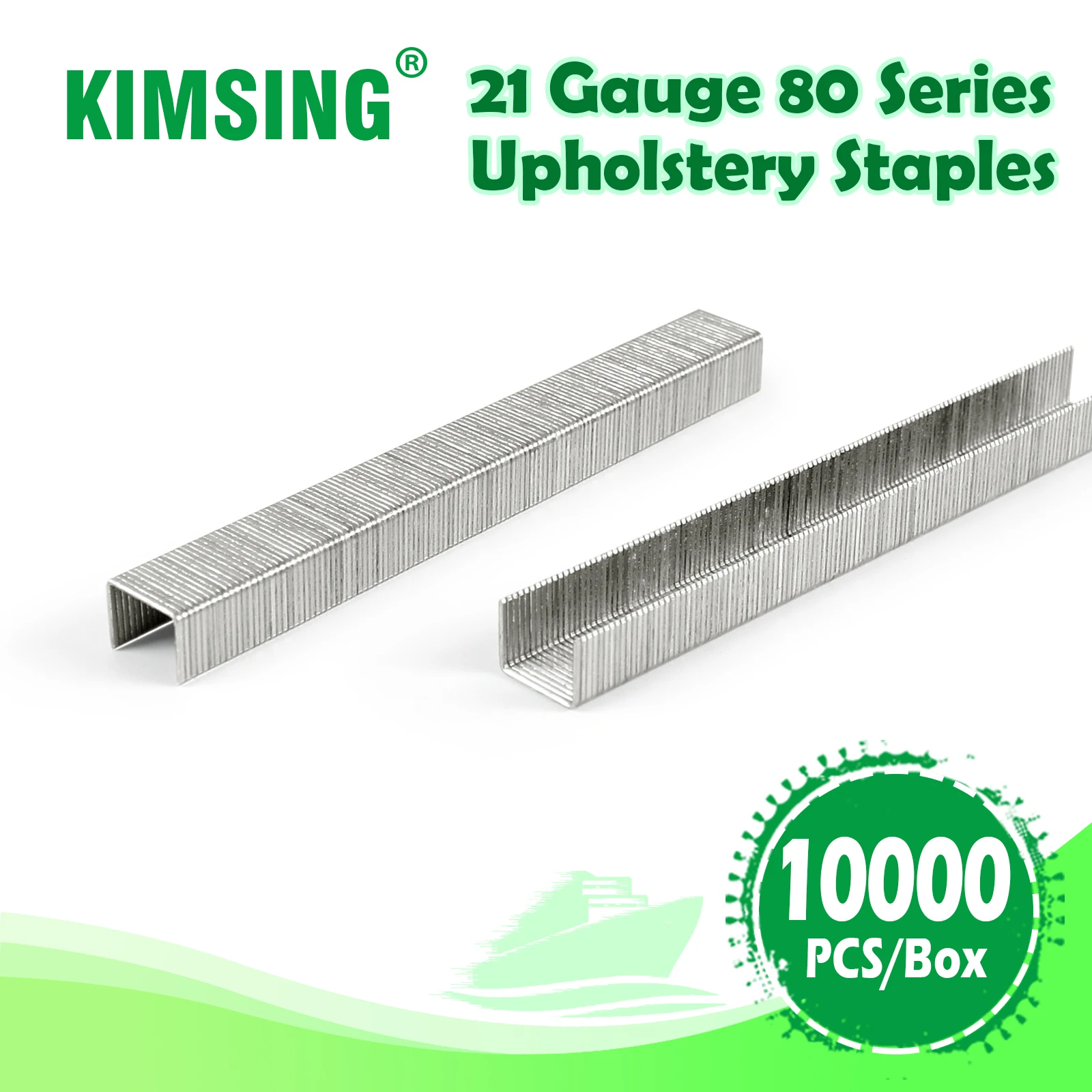 KIMSING 8010 21 Gauge 80 Series 12.8mm Crown 10mm Leg Length Fine Wire Galvanized Upholstery Staples for Furniture, Fabric