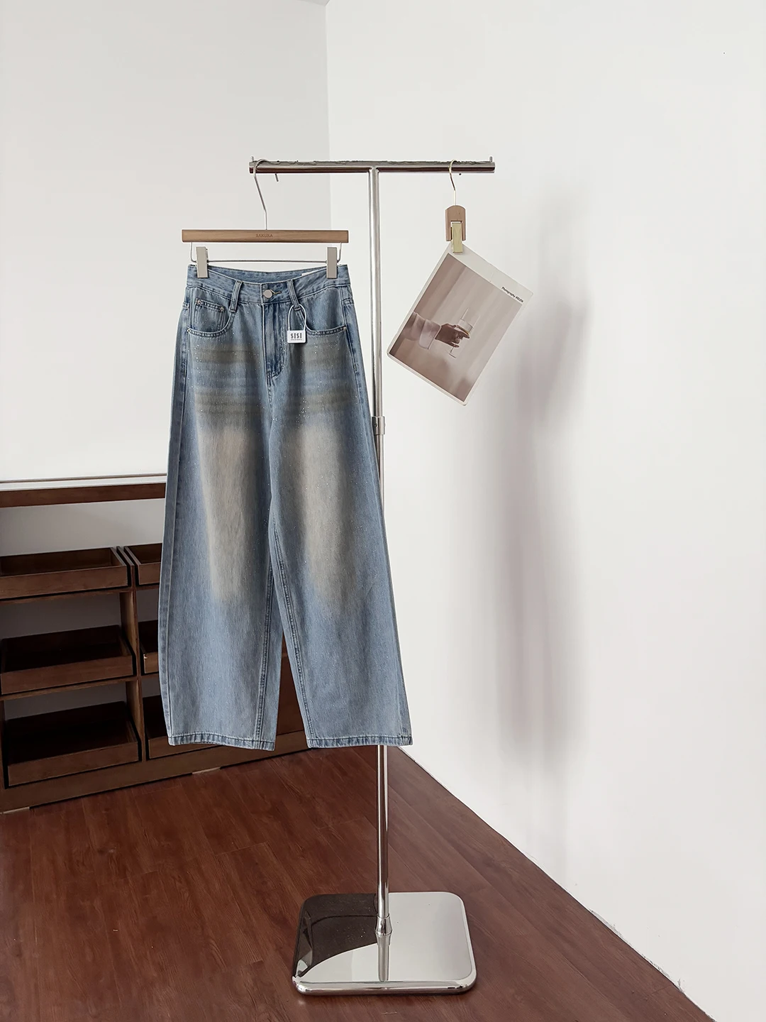 

High Waist Washed Denim Pants Women's Spring Summer New Style Retro Fashionable Versatile Wide Leg Jeans Slimming Effect