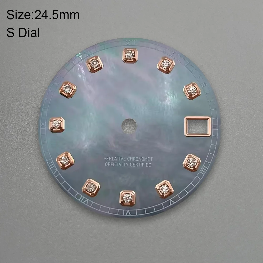 24.5mm S Logo Diamond Shell Dial Fit NH05 Japan Movement High Quality Watch Modification Accessories