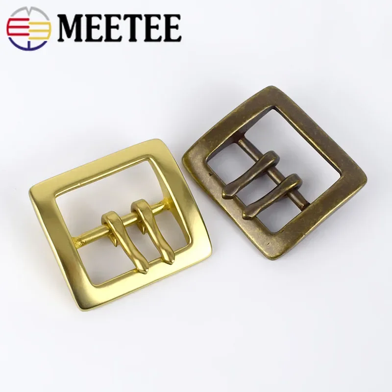 

1Pc 40mm Retro Solid Brass Belt Buckles Men Pure Copper Metal Double Pin Buckle for Blet 38-39mm DIY Leather Craft Needle Clasp