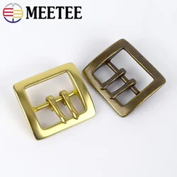 1Pc 40mm Retro Solid Brass Belt Buckles Men Pure Copper Metal Double Pin Buckle for Blet 38-39mm DIY Leather Craft Needle Clasp