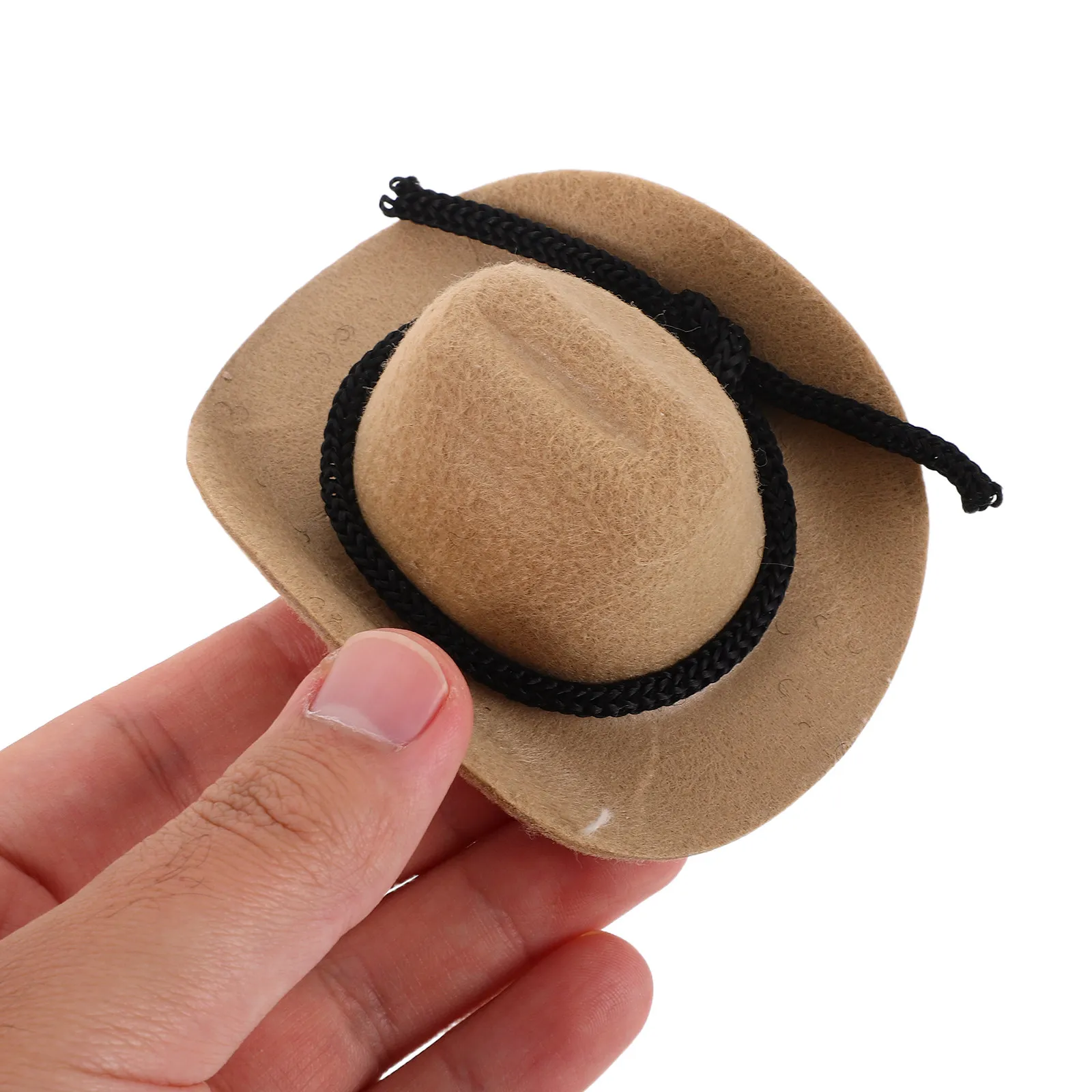 

4 шт. миниатюрные белые ковбойские шляпы для рукоделия, ретро-шляпки из фетра для декора, аксессуары для кукол, в западном стиле