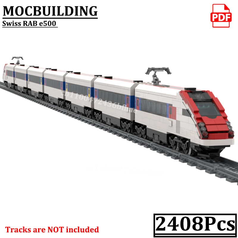 

Swiss RAB e500 Passenger Train Set MOCBUILDING Electric-Locomotive Display Model Railway Traffic Construction Bricks Toys Gift