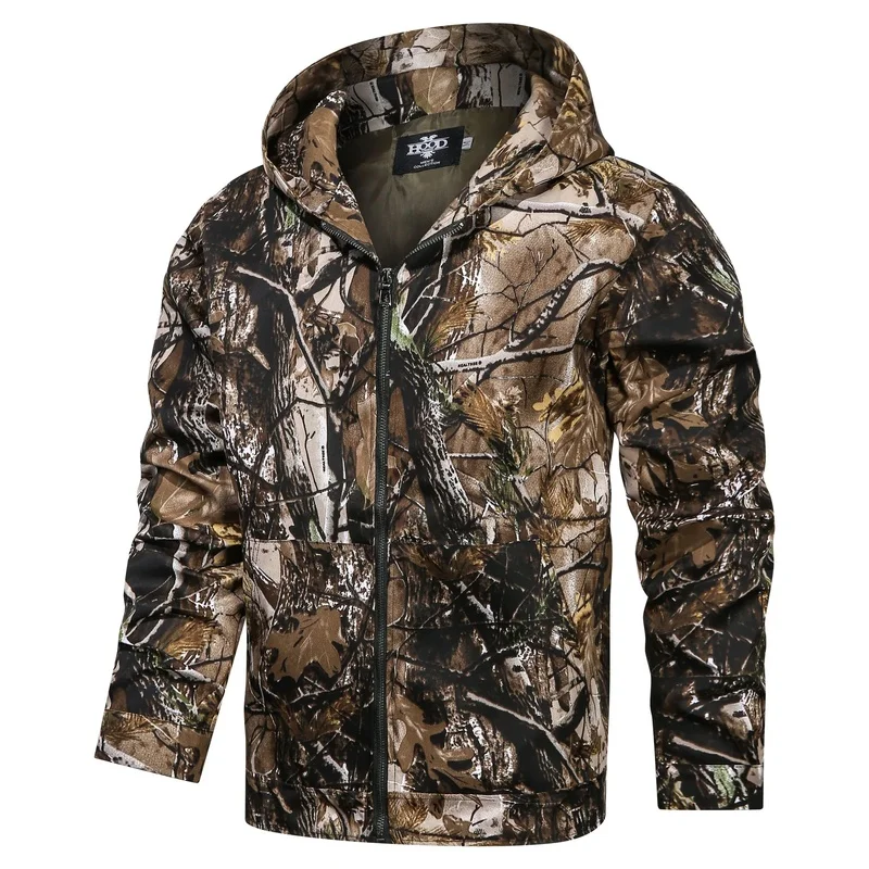 Men's Silent Soft Shell Camouflage Tactical Jacket Waterproof Warm Fleece Hunting Jackets Outdoor Hiking Fishing Hooded Coat