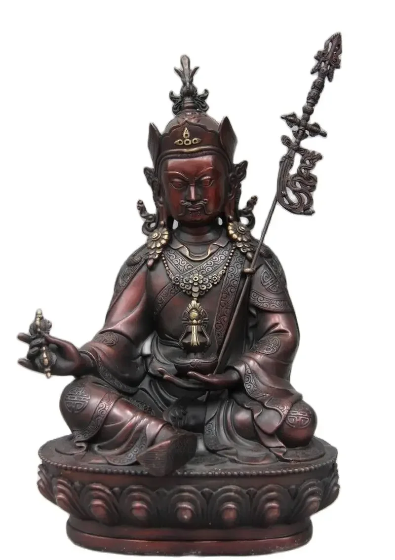 

30CM Tibetan Buddhism Temple Copper Bronze Guru Padmasambhava Rinpoche Buddha Statue