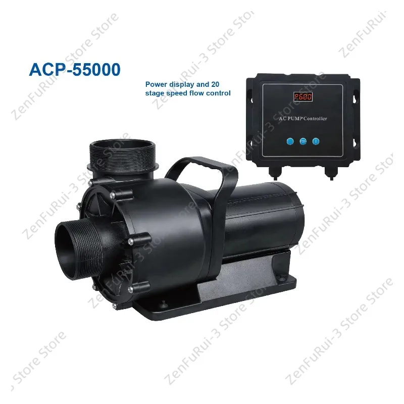 Amphibious 220V Variable Flow Aquarium Fish Pond Pump, 55000LPH 3‑Inch Outlet With Power Display Controller For Fish Tank & Pond