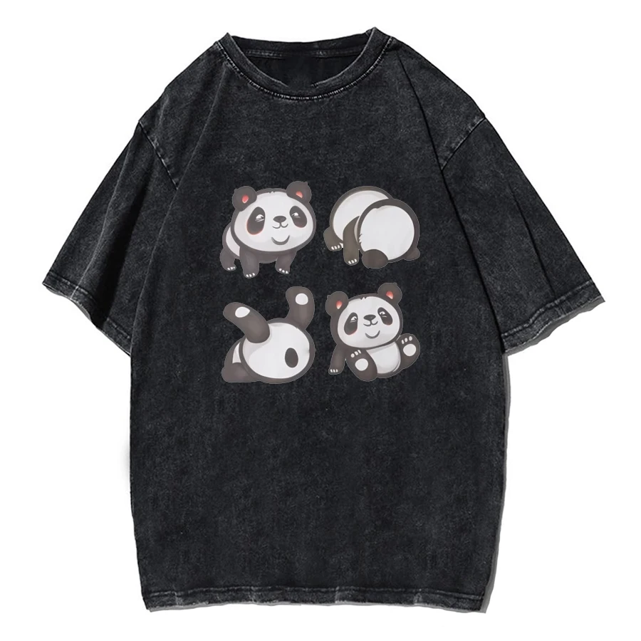 Cute Panda THIS IS HOW I ROLL Active Washed Cotton Oversize T Shirt Denim Tshirt Men Women Unisex Top Tee Clothing