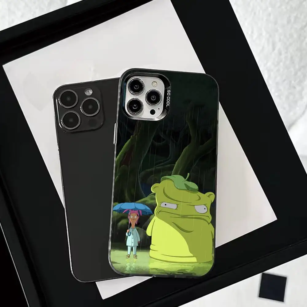 حافظة هاتف C-Cartoon Bobs B-Burgers لهاتف iPhone 16,15,14,13,12,11,Mini,Pro,SE,MAX غطاء أبيض غير لامع مقاوم للصدمات