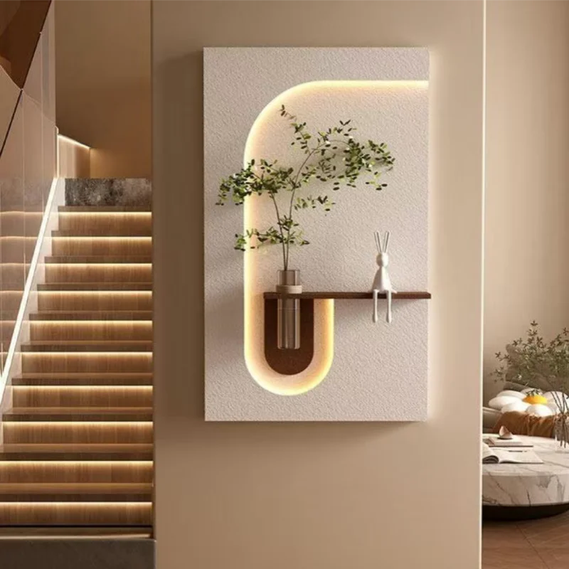 زينة المدخل وحدة إضاءة LED جداريّة مصابيح النباتات الخضراء للممر المدخل غرفة المعيشة الحديثة معلقة اللوحة المنزل زهرية أضواء جدارية