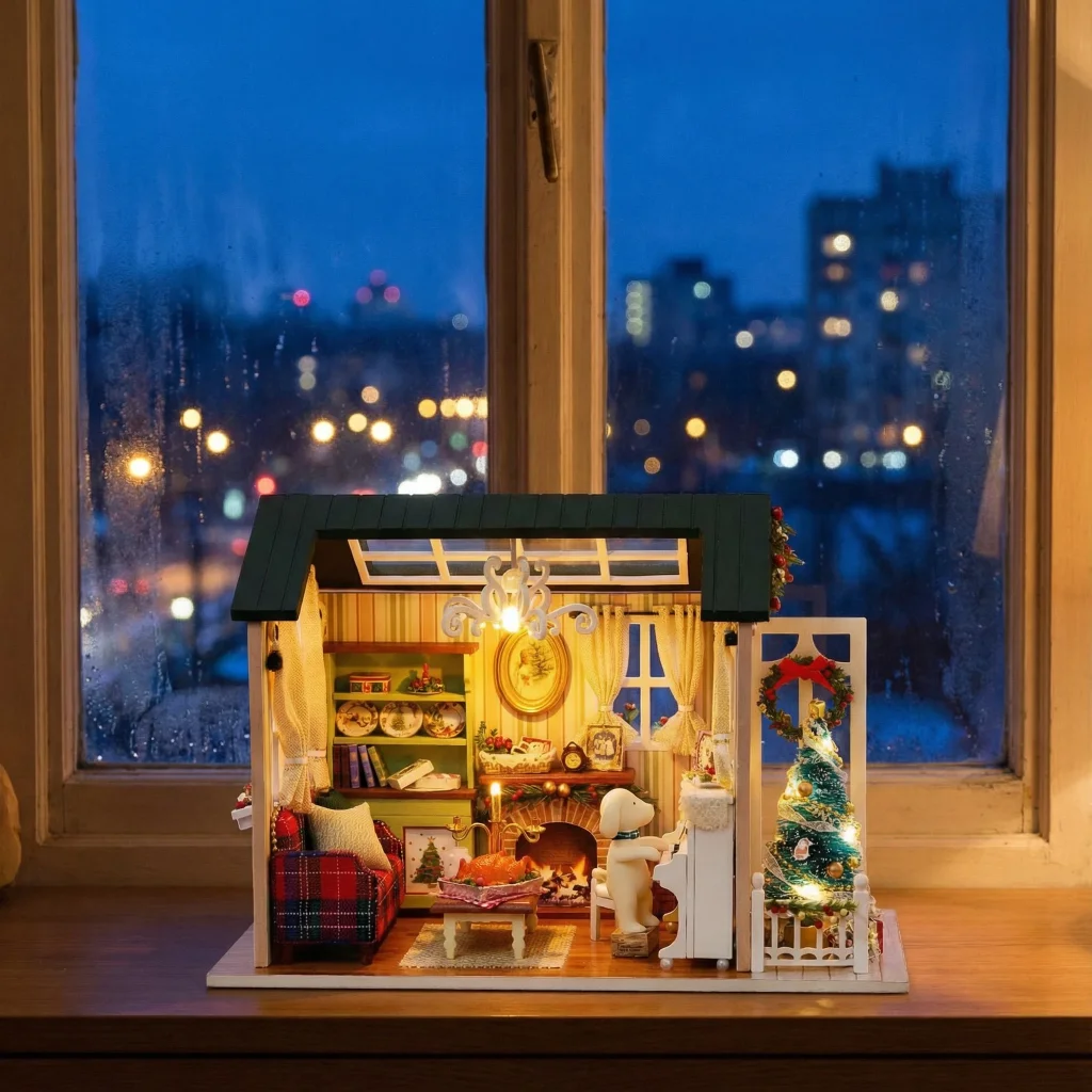 مجموعة نماذج منزلية "وقت العطلة" خشبية ثلاثية الأبعاد من OUZEY - حرفة تجميع كوخ مصغرة إبداعية للبالغين والمراهقين هدية ديكور منزلي #5