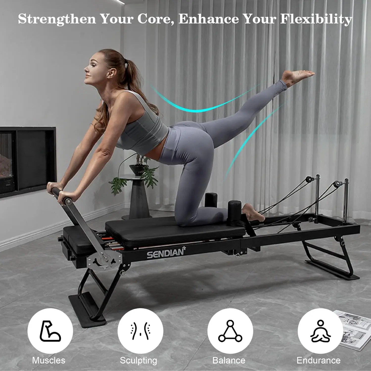 Foldable Pilates Equipment for Home Workouts,Pilates Reformer Machine for Home and Gym