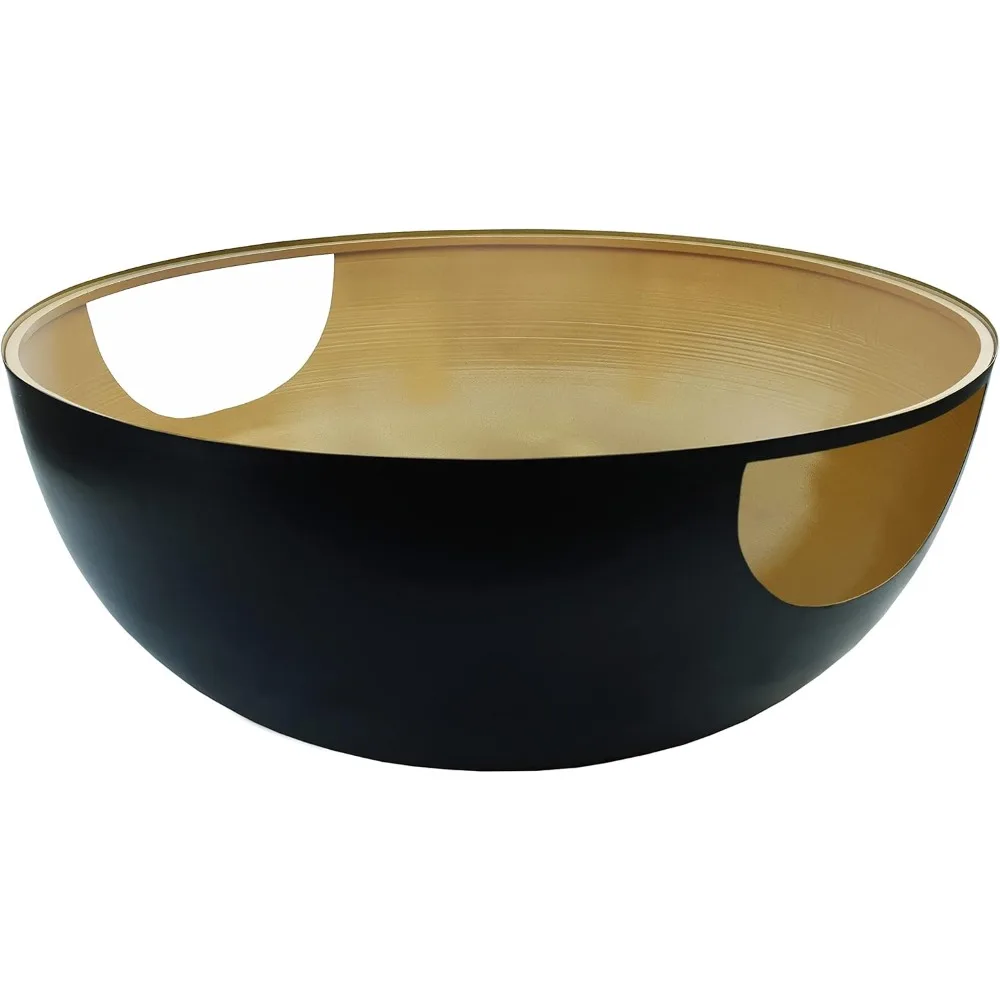 

Collection Glass Top Matte Black Metal Coffee Table with Brushed Gold Interior, 32 W x 32 D x 15