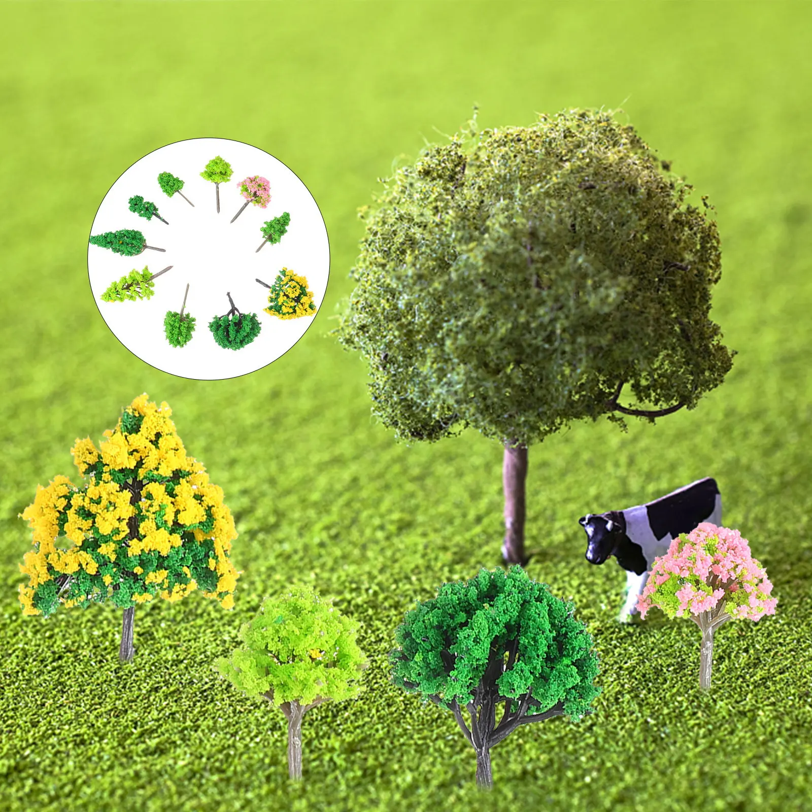 55Pcs Mini Tree Models Micro Landscape Simulation Trees for DIY Scenery Landscape Architecture Greenery Plastic Decoration
