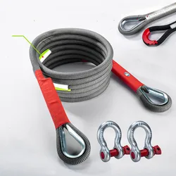 Correa de remolque para coche de 18/25/35 toneladas, cuerdas de remolque de nailon de alta resistencia con ganchos, Cable de tracción para remolque automático todoterreno, cabrestante para camión