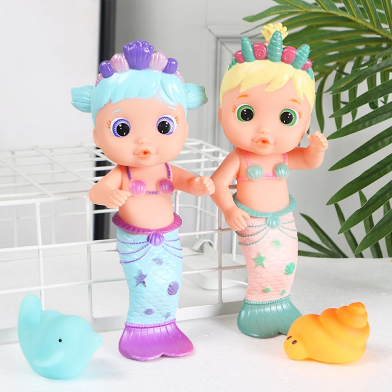 Baby Bjd Dolls New Mermaid Bath Toy Girl Cute Squirting Mermaid Doll Bath Toys Color-changing Magic Water Game Toys For Children