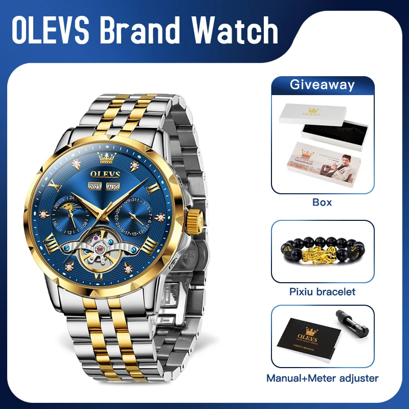 

OLEVS 6691 Mens Watch Original Automatic Mechanical Watches For Men Waterproof Luminous Chronograph Watches Luxury Men Gifts