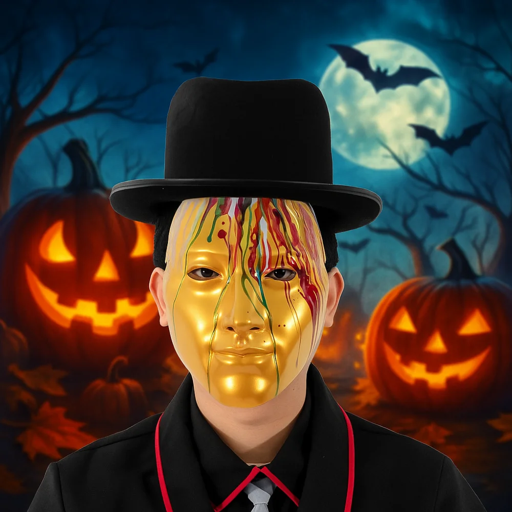 

Необычная пластиковая маска для лица с фантомной краской, красочная маскарадная маска на Хэллоуин, маска для глаз, реквизит для косплея, аниме, реквизит для косплея, мужской