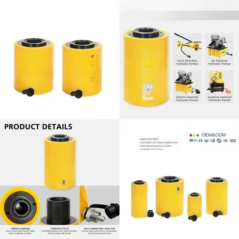 Pull Push Hollow Hydraulic Jack, HHYG-20100K Single Acting Cylinder for Hydraulic System