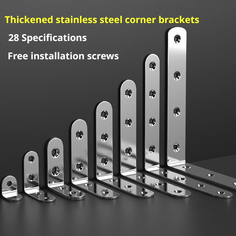 40Pcs Anti-Rust Stainless Steel L-Shaped Right Angle Corner Braces Sturdy Support Brackets for Shelves Wood Furniture And Chairs