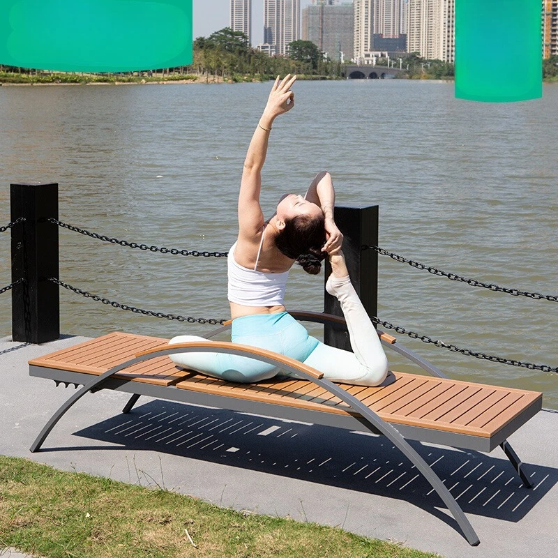 

Outdoor Metal Lounger Aluminum Alloy Beach Chair Outdoor Swimming Pool Pavilion Balcony Terrace Courtyard Leisure Plastic Wood L