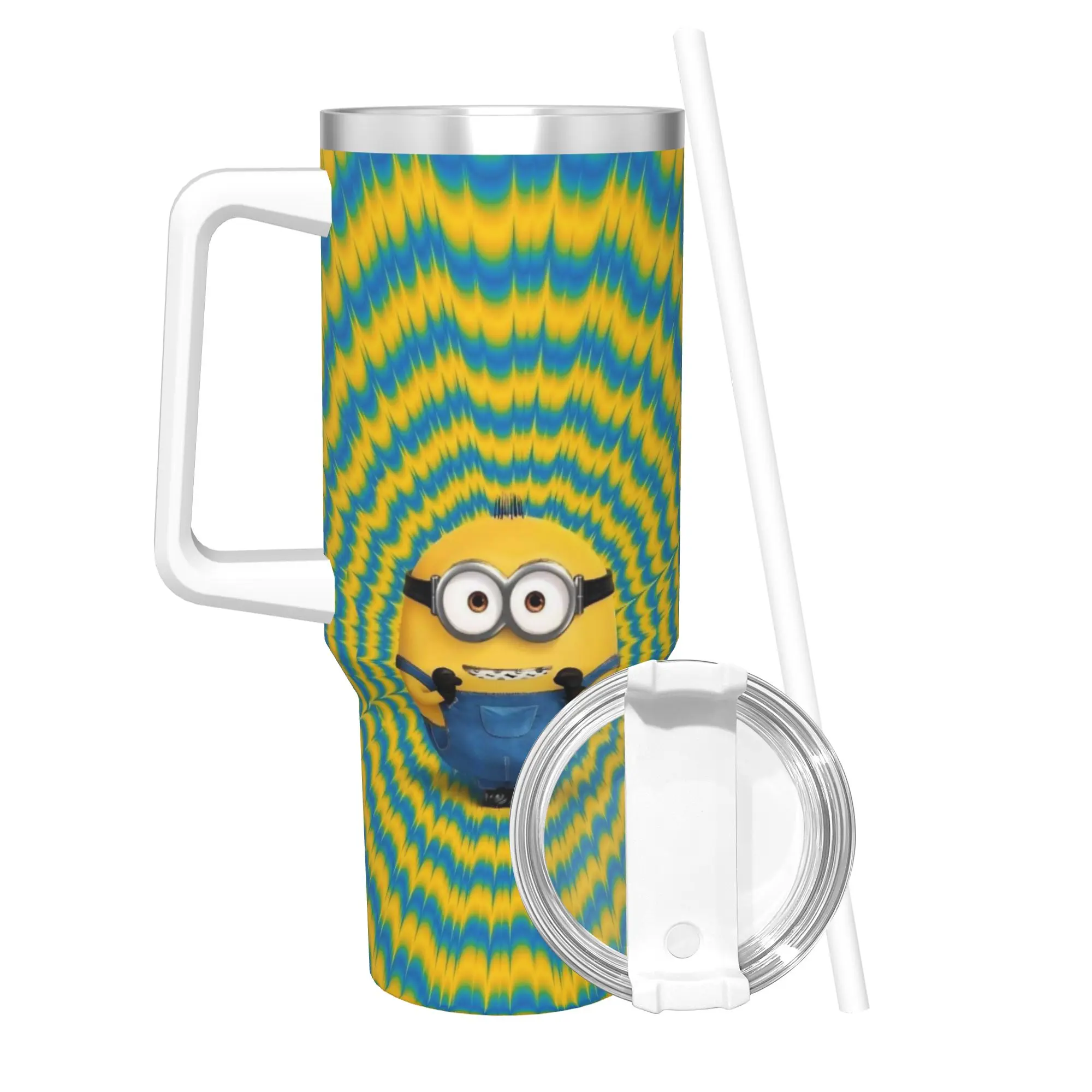 

M-Minions милый мультяшный изолированный стакан с соломинкой, термокружка из нержавеющей стали, чашки для автомобильных бутылок с двойными стенками, 40 унций
