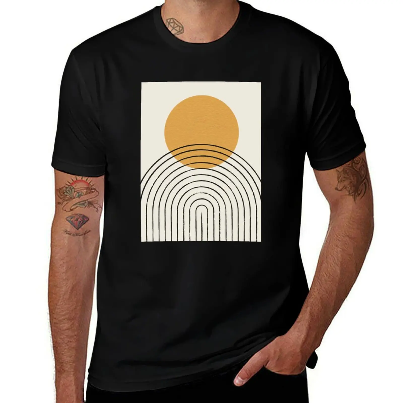 

Sun Rainbow Abstract - Mid century modern T-Shirt t shirts for man cotton soft man t shirt cotton high quality T-Shirt