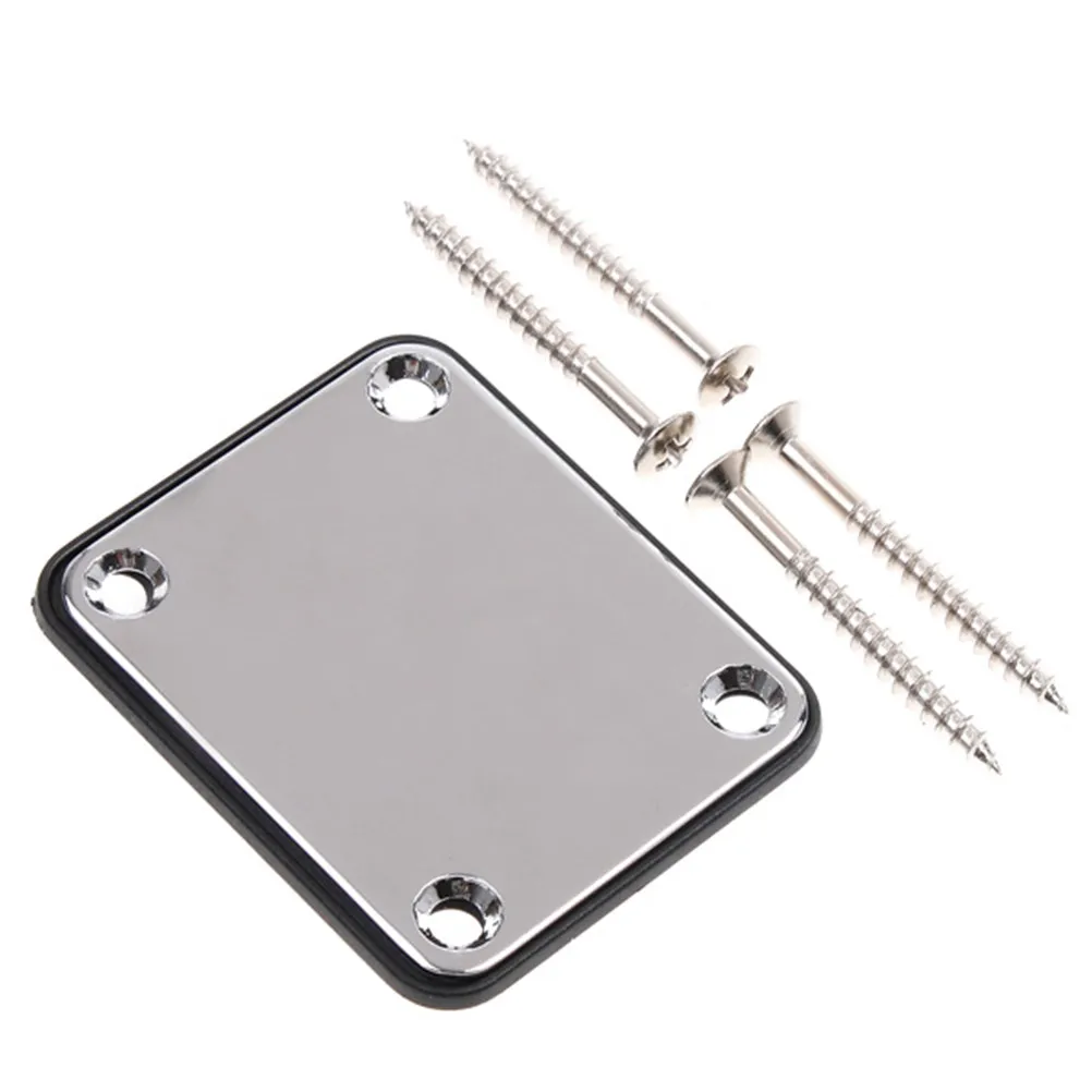1 Set Electric Guitar Neck Plate Black Metal Plated Plastic Protector Screw Replacement Precision Neck Joint