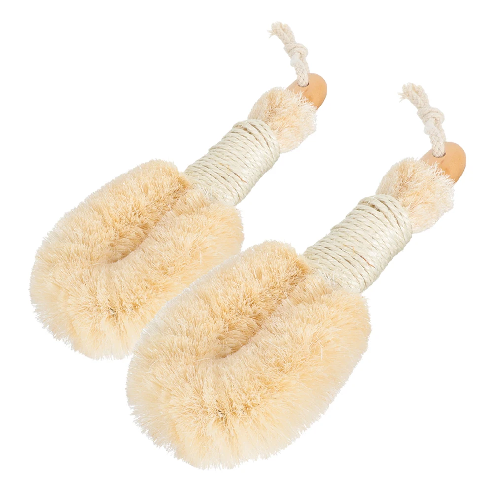 

2pcs Sisal Bath Brush Shower Body Scrub Exfoliating Back Cleaner Dry Skin Brush Large Small Size Plant Fiber Wash