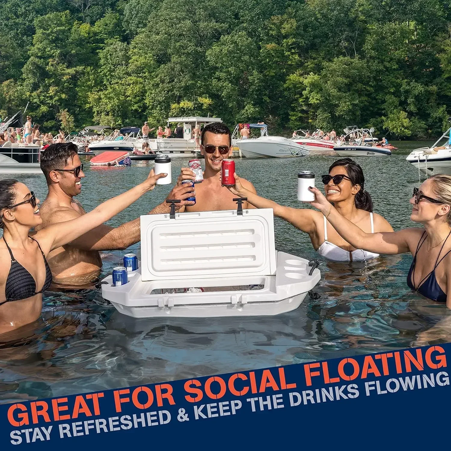 2024 HOT Floating Cooler and Dry Storage Vessel – 40QT – Amphibious Hard Shell Design - Multiple Color Options