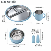 Ensemble d'alimentation pour bébé en silicone avec assiette en acier inoxydable personnalisable, bol à ventouse, assiettes, cuillère, fourchette, tasse – Cadeau créatif pour enfants sans BPA 2