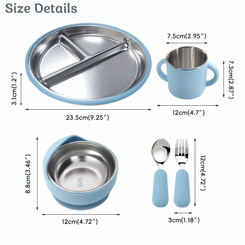 Stainless Steel Plate Personalized Name Silicone Baby Feeding Set Sucker Bowl Dishes Spoon Fork Cup Kids Creative Gift BPA Free