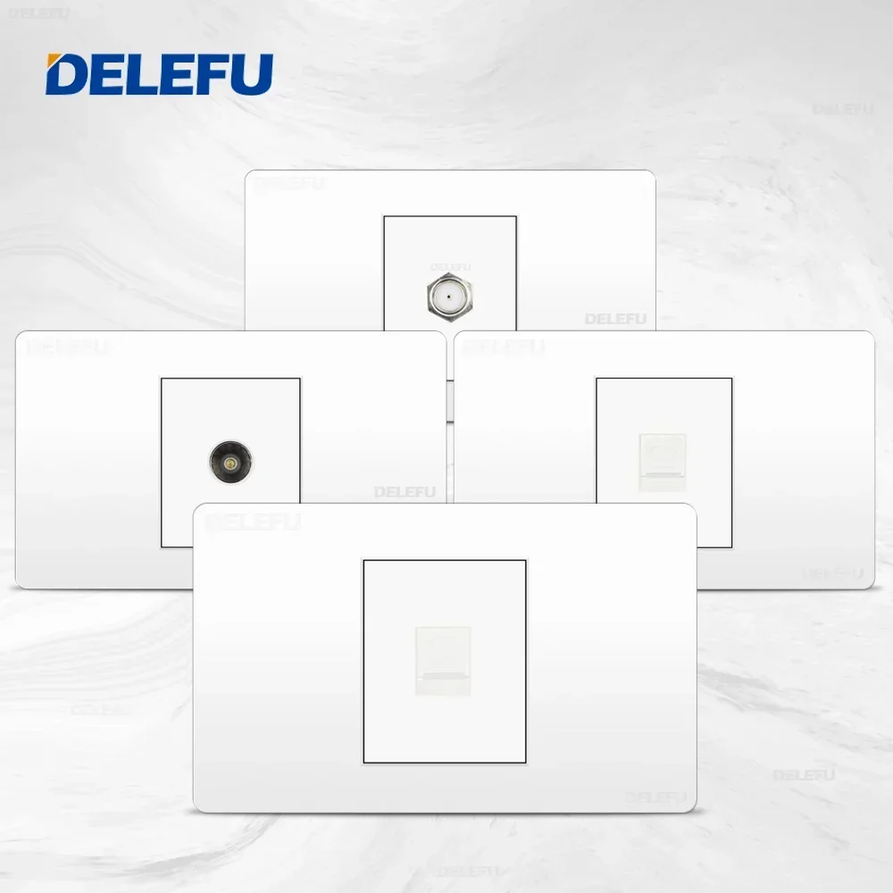 DELEFU white PC2/1 Multi-function free combination computer USB-C wall socket