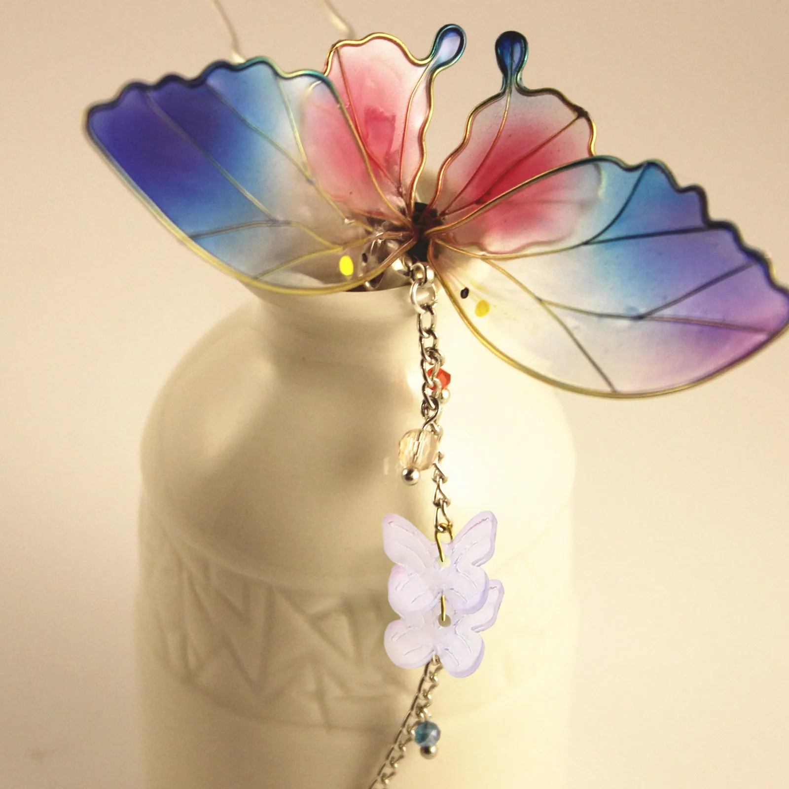 

50 шт., заколка для волос в форме бабочки, подвески, стеклянные аксессуары «сделай сам», декоративные головные уборы, материалы, ручная работа, уникальная заколка для волос