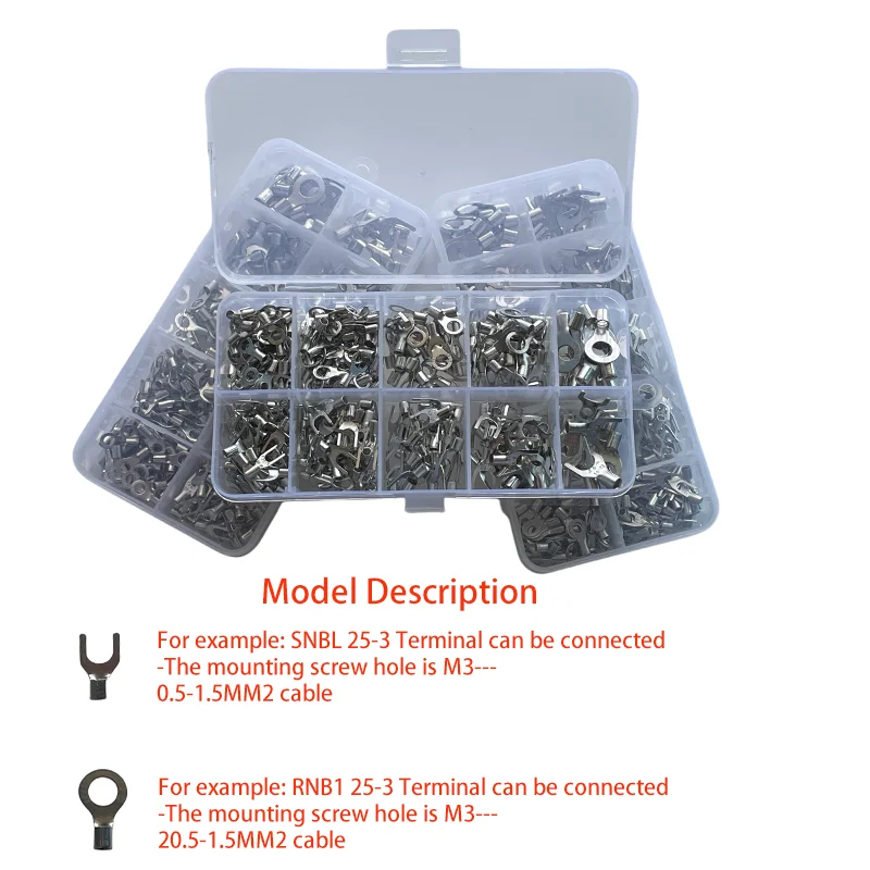 320 Pieces/Box Non Insulated O-Shaped U-Shaped Brass Plated Terminals, 10 In 1 Combination Kit, Wire And Cable Connectors, Cold