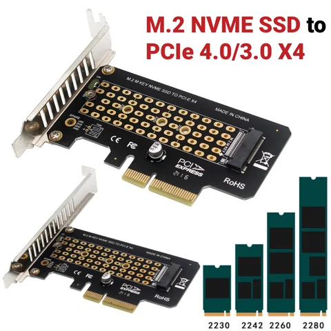 M.2 NVME SSD To PCIe 4.0/3.0 X4 Adapter Card 32Gbps Full Speed for Desktop PC for 2280/2260/2242/2230 M.2 NVMe SSD