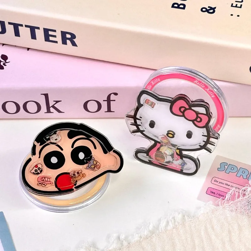 

Sanrio Hello Kitty Crayon Shin-chan Flowing sand airbag phone holder ring Magnetic Holder Grip Tok Griptok Support For iPhone