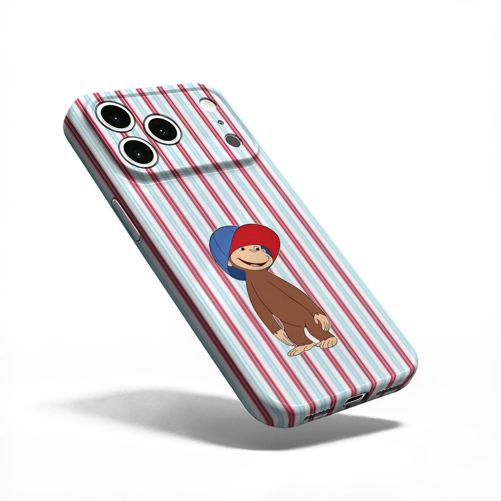 Monkey Blue Red Hat Phone Case For iPhone 17 16 15 14 13 12 11 Pro Max Air 16e 7 8 Plus XS Max X XR Hard PC Bumper Cover - view 2