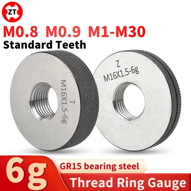 1SET(1*GO+1*NOGO) 6g Accuracy M0.8 M0.9 M1-M30 Standard Metric Tooth Thread Ring Gauge Measure Tool