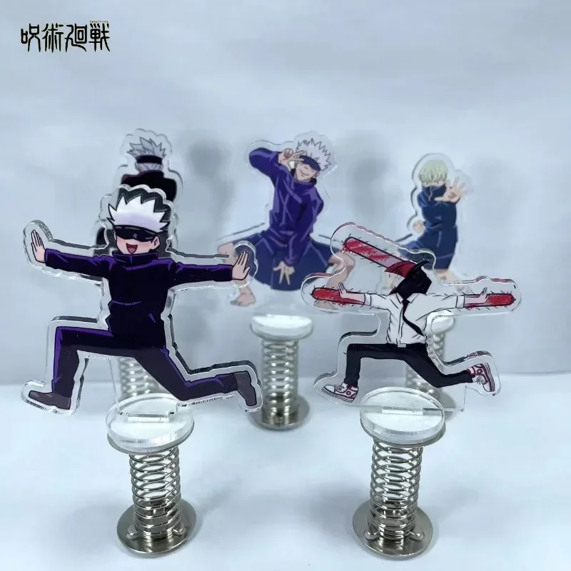 10cm Anime Jujutsu Kaisen Acrylic Figure Spring Shaking Head Toys Satoru Gojo Desk Car Decoration Collection Birthday Gifts Toys