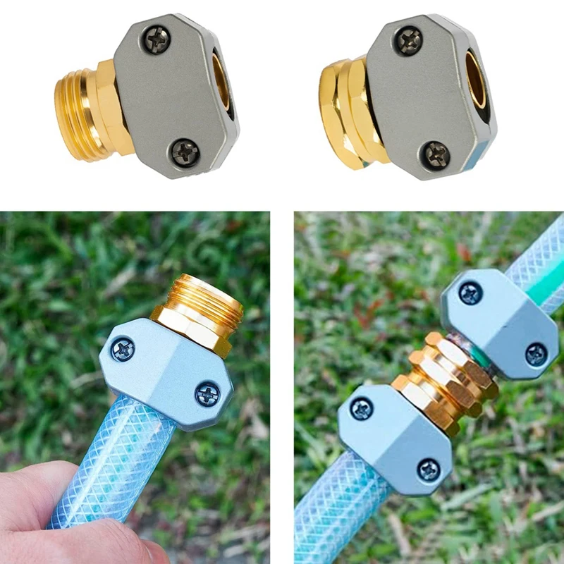 Garden Hose Repair Kit, Aluminum Alloy Garden Hose End Mender,Fit 5/8In&3/4In Garden Hose Connector,With 4 Hose Washers