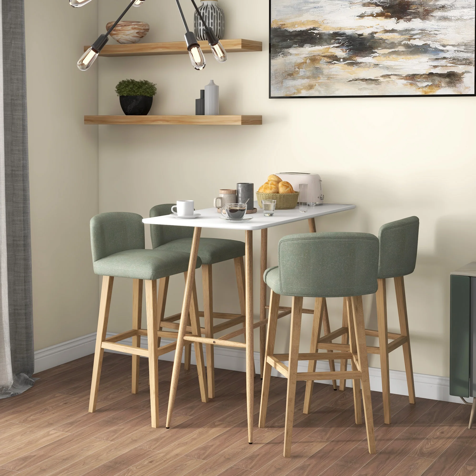 HOMCOM Tavolo rettangolare da esterno per 4 persone con effetto legno, gambe in acciaio, facile montaggio, tavolo da caffè, 118x58x98 cm, Bianco