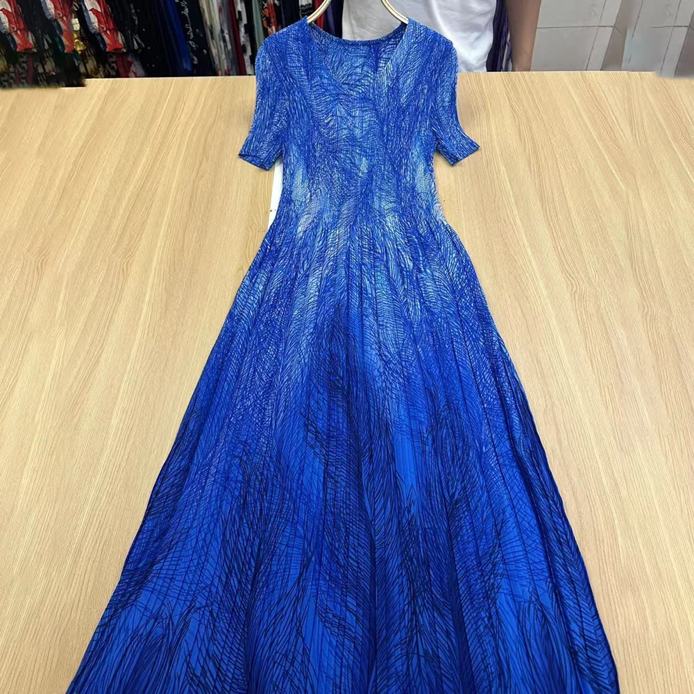 

loose women's long dress, summer new pleated dress, fashionable vestidos de mujer evening dresses