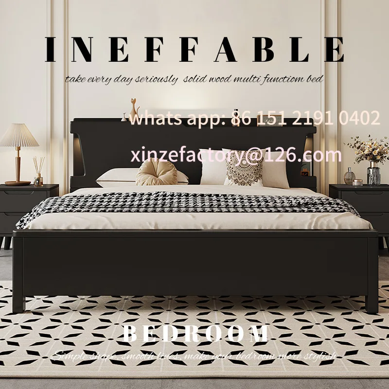 

Customizable high PC and console game bedroomand breakfast black American retro bed frame with bedside s